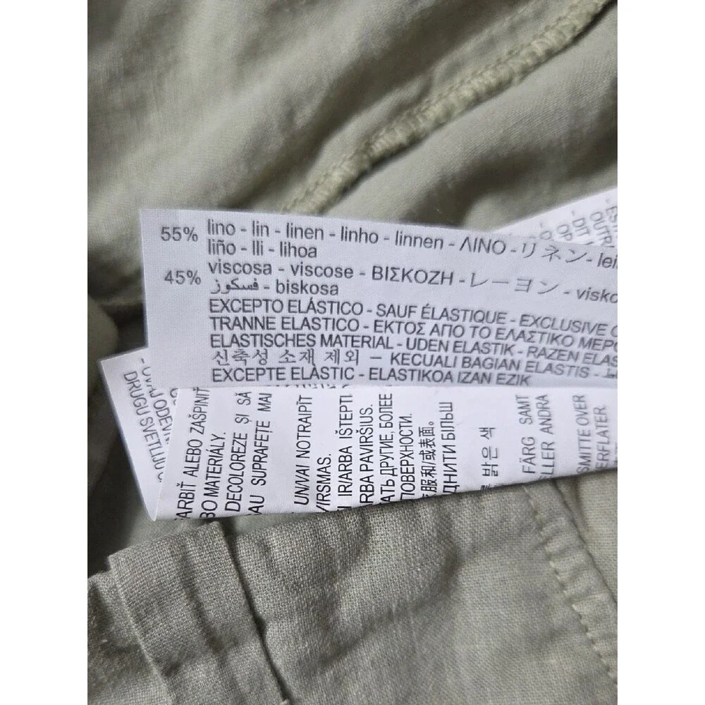 Zara Sage Green Linen Blend Cargo Pants